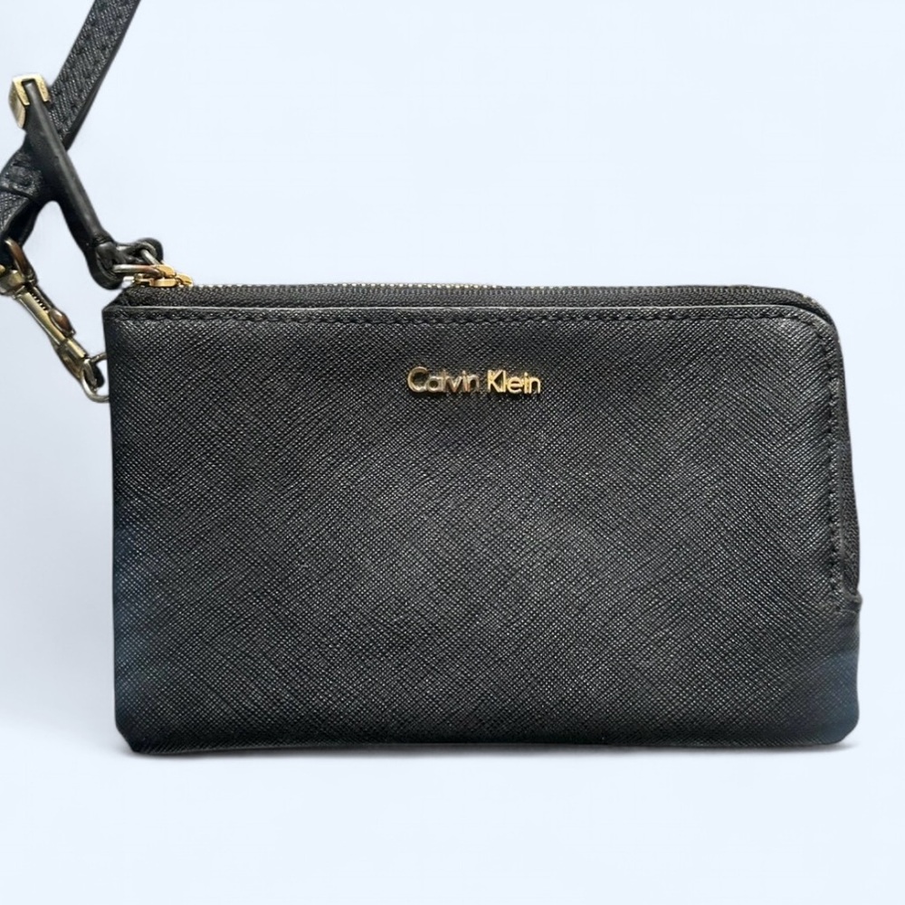 Calvin Klein Black Leather Wristlet Wallet